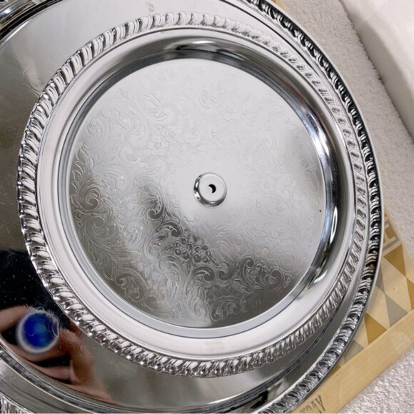 Vintage Irvinware Silver Tone Two Tier Serving Tray W Handle - Picture 13 of 16